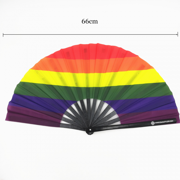 13インチ カスタムロゴ入りクラック折りたたみハンドファン 大きな折りたたみ竹ハンドファン 結婚式やダンス用のブランククラッキング昇華ファン 3