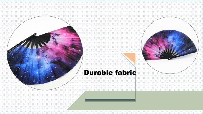 13インチ カスタムロゴ入りクラック折りたたみハンドファン 大きな折りたたみ竹ハンドファン 結婚式やダンス用のブランククラッキング昇華ファン 6