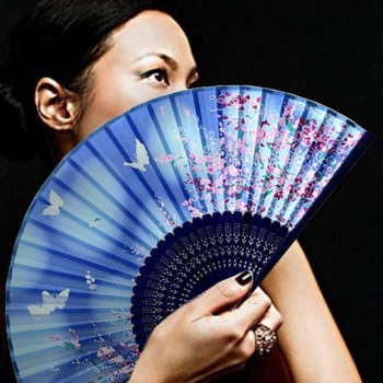 13インチ カスタムロゴ入りクラック折りたたみハンドファン 大きな折りたたみ竹ハンドファン 結婚式やダンス用のブランククラッキング昇華ファン 10