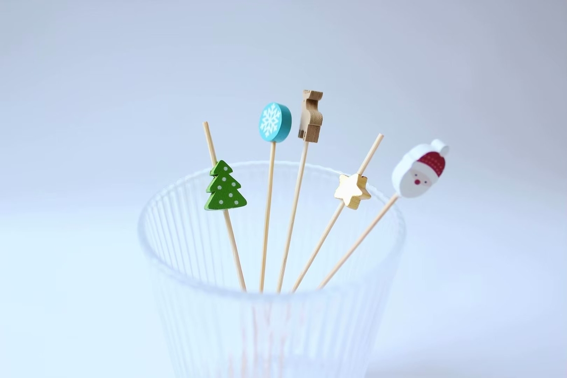 Cocktail skewers with looped knot biodegradable bamboo cocktail picks disposable knotted bamboo picks