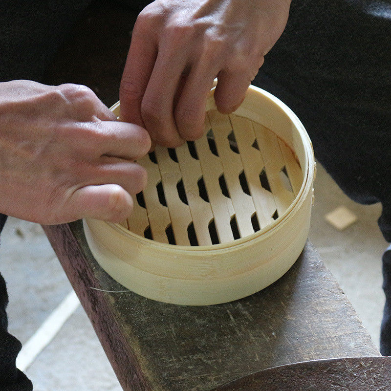 Handmade Woven Steamer Drawer With Side Handles Dumplings Traditional Delicacies Bamboo Steamer